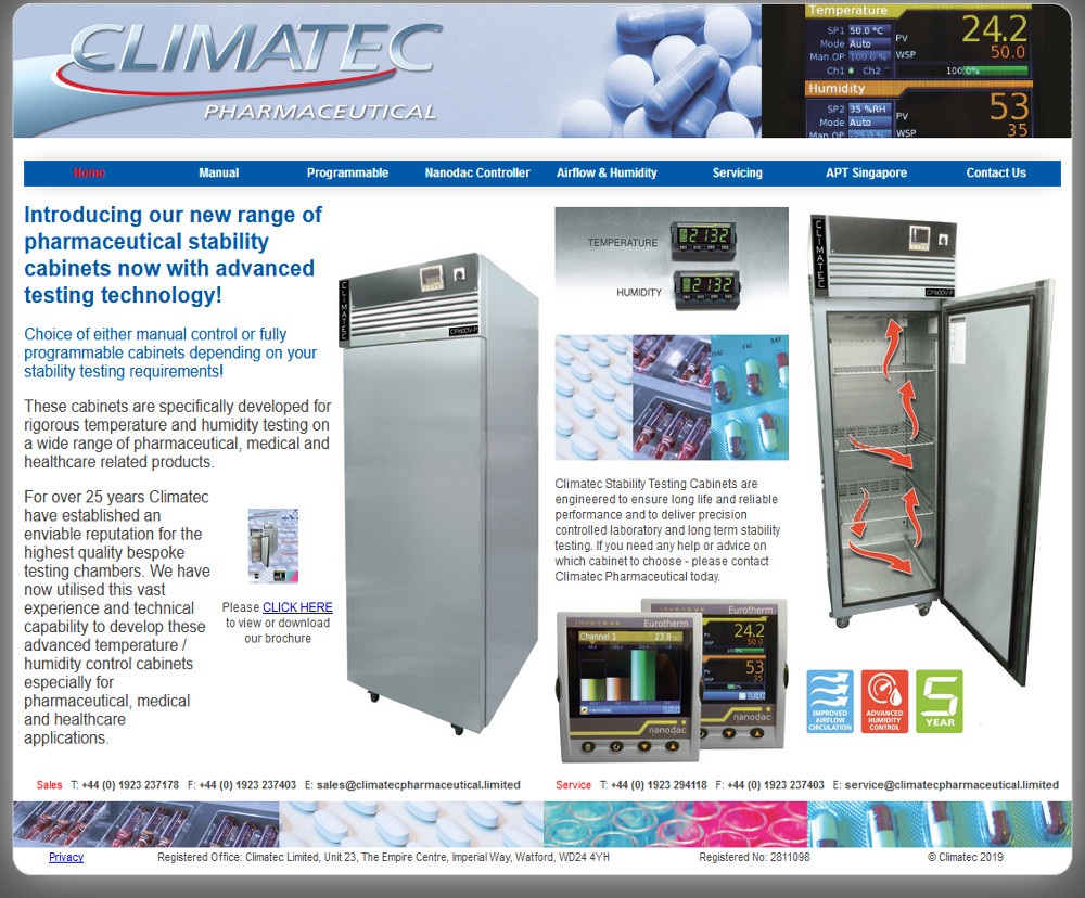 Climatec Pharmaceutical home page image