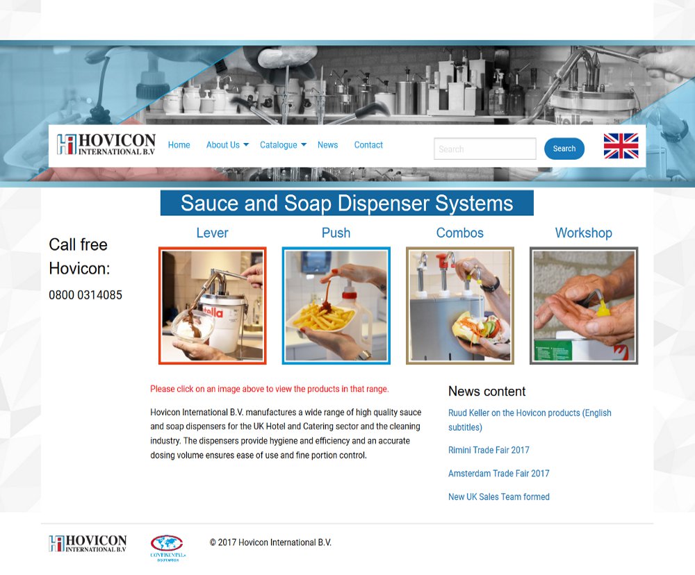 Hovicon International B.V. home page image