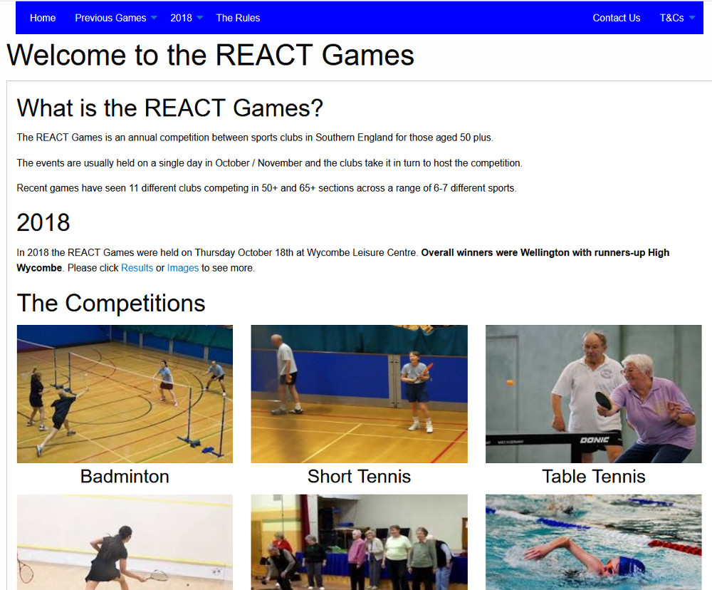 REACT Games home page image